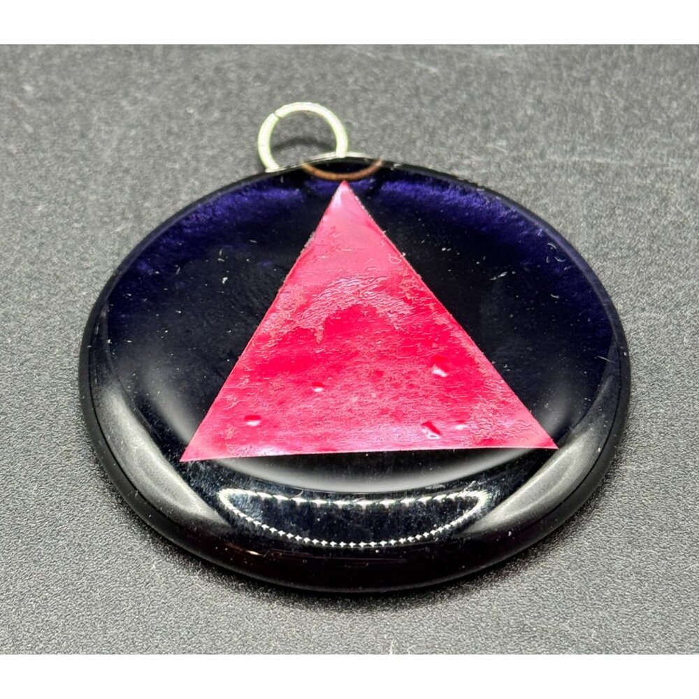 Fused Glass Gay LGBTQ Interest Reclaimed Triangle Purple Blue Symbol Pendant